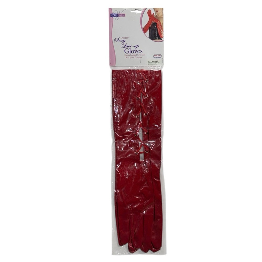 Secret Wishes ladies’ sexy lace-up red gloves brand new in packaging never worn!
